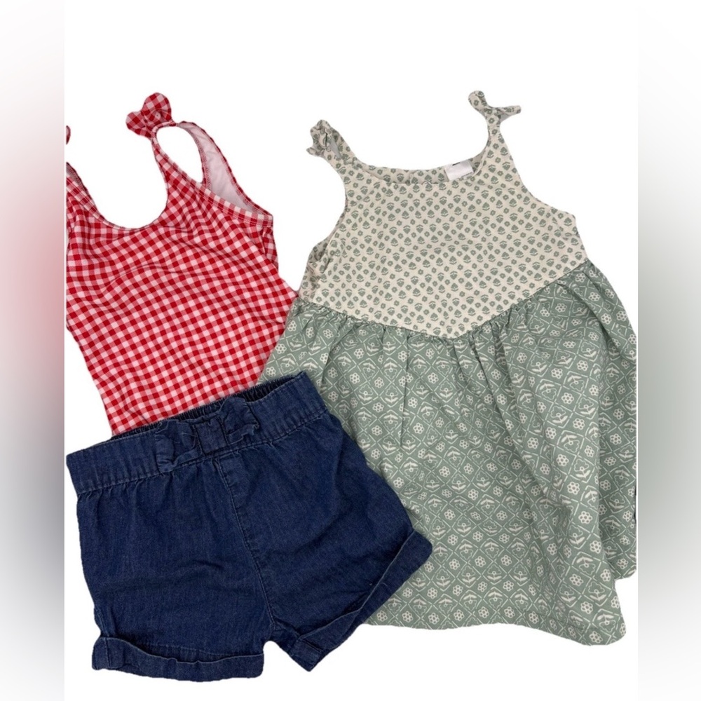 Infant Girl Clothes Lot 12 Months 3 Pieces  Dress Swimming Denim Shorts